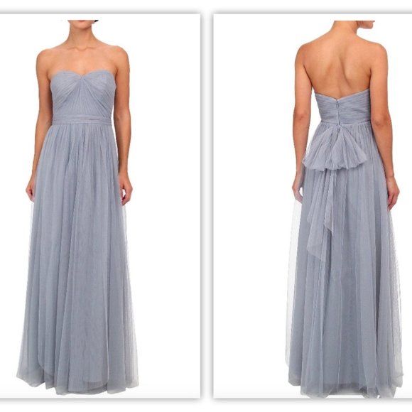 ADRIANNA PAPELL Bridesmaid Convertible Tulle Ball Gown Slate Blue - Picture 1 of 16